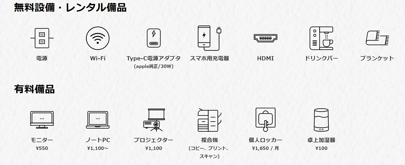 BasisPointには仕事に必要な「もの」は完備!!設備・備品をご紹介！！ | コワーキングスペースのベーシスポイント